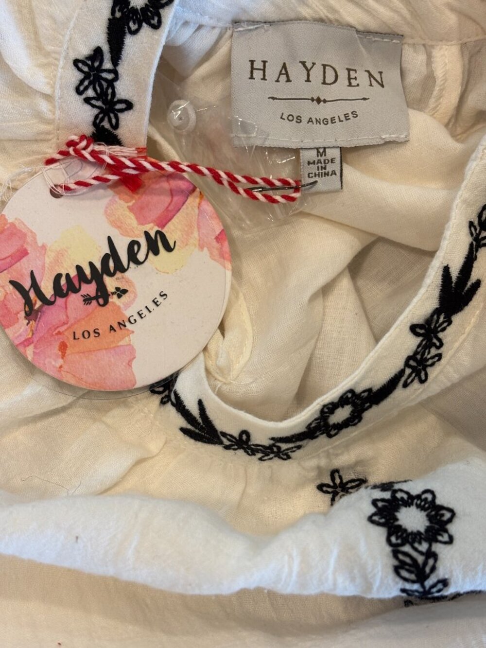 Hayden Los Angeles Cream Embroidered Boho Mini Dress — NWT - Picture 5 of 6